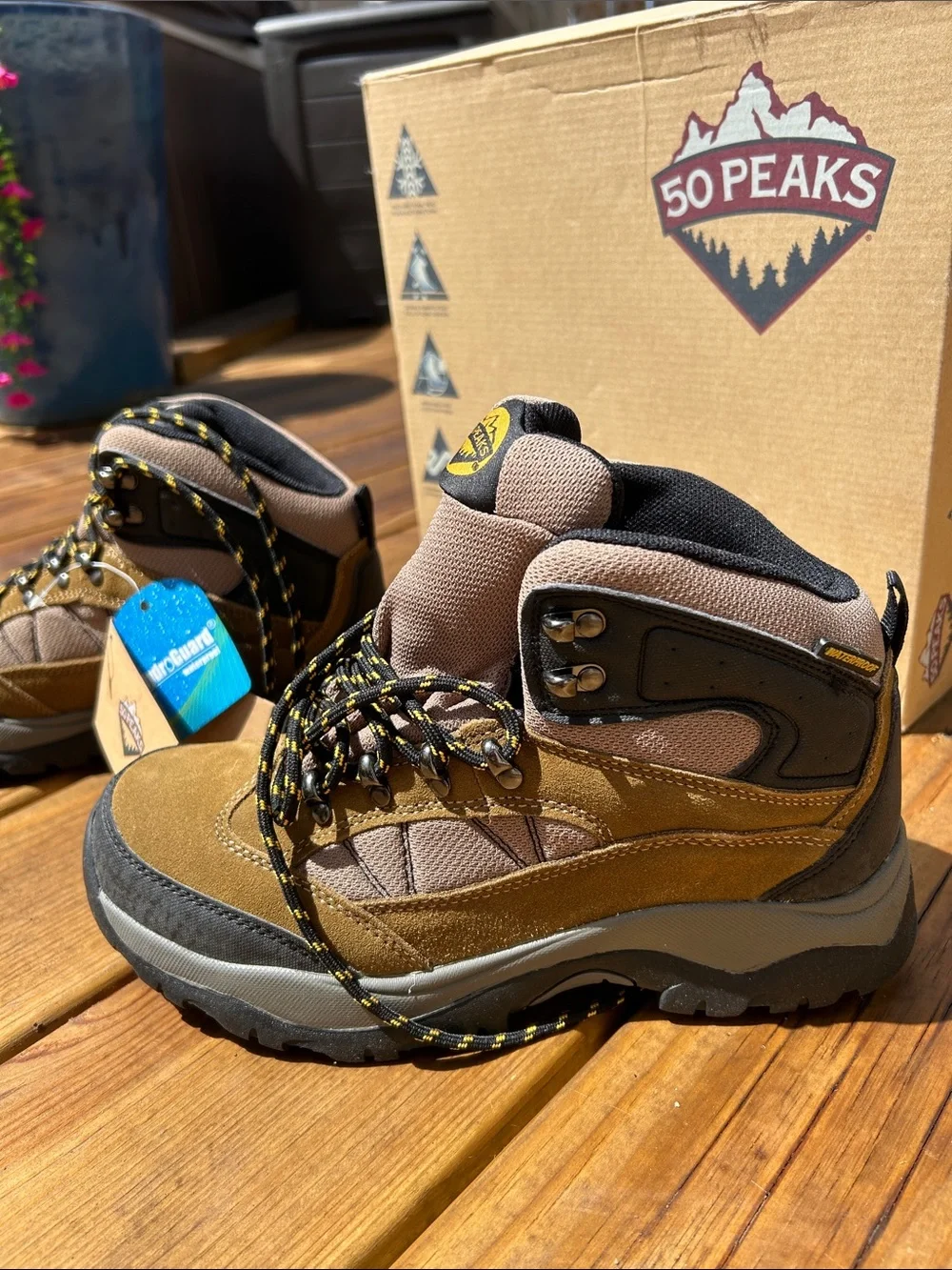 50 Peaks Men’s Brown Hiking Boots - Sturdy Outdoor Boots
